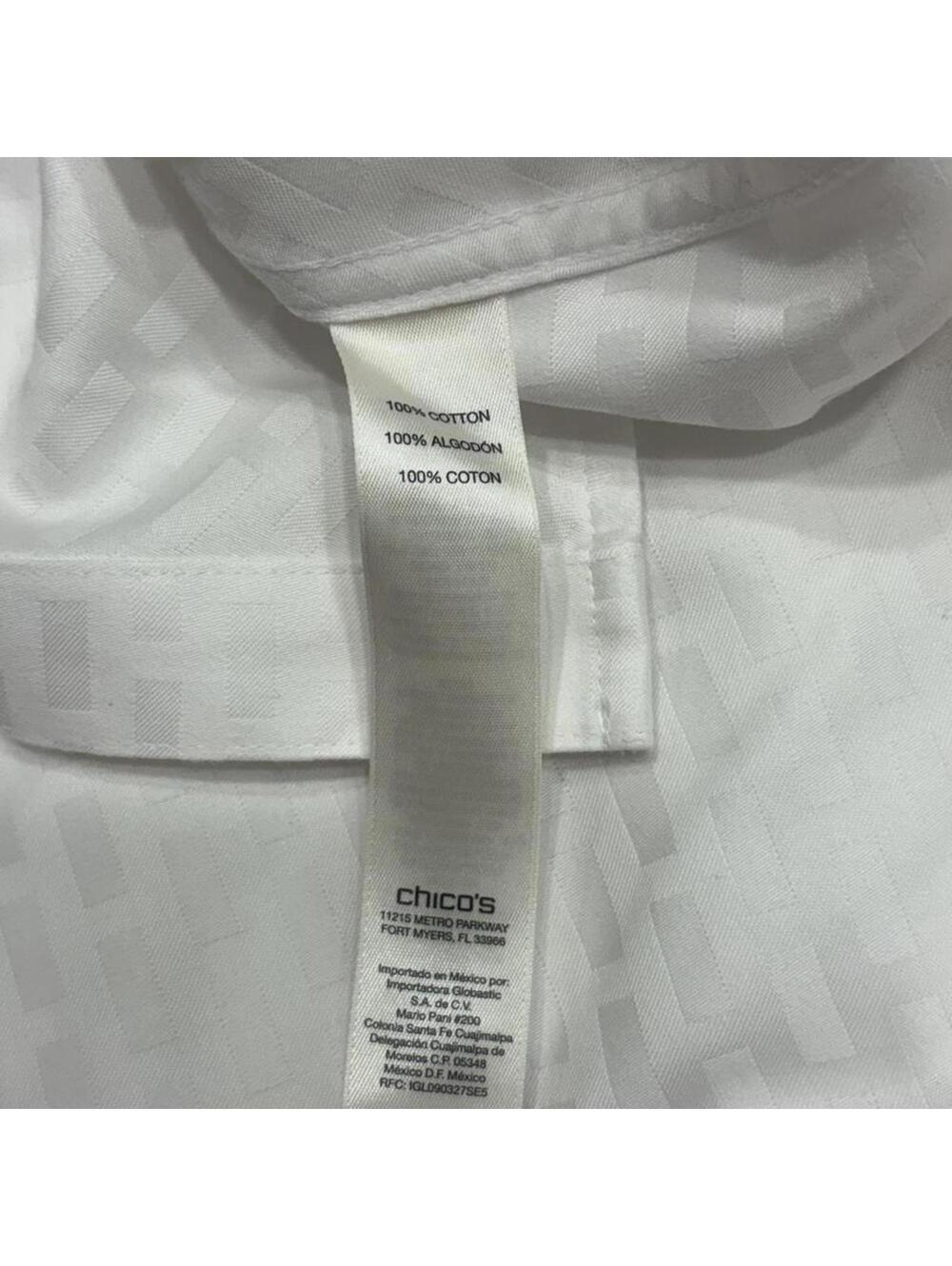 Chico’s - No Iron 100% Cotton Buttoned Down Blouse with Rhinestone Buttons - Picture 5 of 7